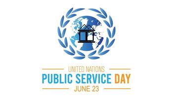 unido naciones público Servicio día observado cada año en junio. modelo para fondo, bandera, tarjeta, póster con texto inscripción. vector