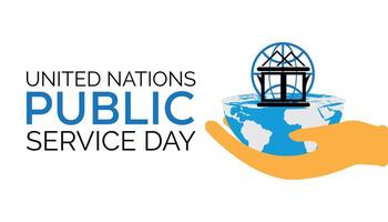 UNITED NATIONS PUBLIC SERVICE DAY observed every year in June. Template for background, banner, card, poster with text inscription. vector