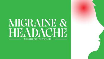 Migraine AND Headache awareness month observed every year in June. Template for background, banner, card, poster with text inscription. vector