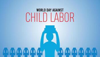 World Day Against Child Labor observed every year in June. Template for background, banner, card, poster with text inscription. vector