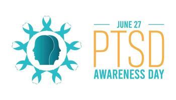 National PTSD Awareness day observed every year in June. Template for background, banner, card, poster with text inscription. vector