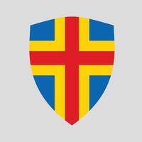 Aland Flag in Shield Shape icon vector