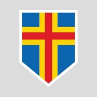 Aland Flag in Shield Shape icon vector