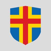 Aland Flag in Shield Shape icon vector