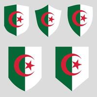 Set of Algeria Flag in Shield Shape Icon vector