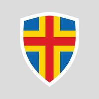 Aland Flag in Shield Shape icon vector