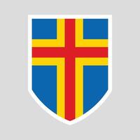 Aland Flag in Shield Shape icon vector