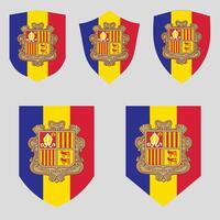 Set of Andorra Flag in Shield Shape vector