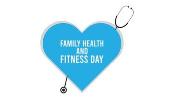 Family Health and Fitness day observed every year in June. Template for background, banner, card, poster with text inscription. vector