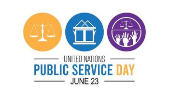 unido naciones público Servicio día observado cada año en junio. modelo para fondo, bandera, tarjeta, póster con texto inscripción. vector