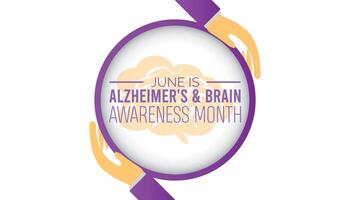 Alzheimer y cerebro conciencia mes observado cada año en junio. modelo para fondo, bandera, tarjeta, póster con texto inscripción. vector