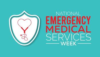 National Emergency medical services week observed every year in May. Template for background, banner, card, poster with text inscription. vector