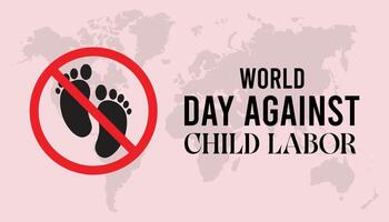 World Day Against Child Labor observed every year in June. Template for background, banner, card, poster with text inscription. vector