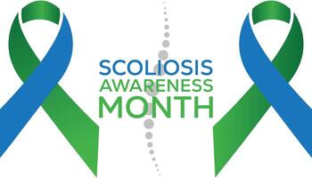 Scoliosis Awareness Month every year in June. Template for background, banner, card, poster with text inscription. vector