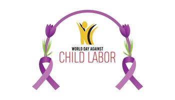 World Day Against Child Labor observed every year in June. Template for background, banner, card, poster with text inscription. vector