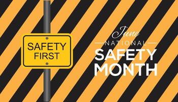 National Safety Month observed every year in June. Template for background, banner, card, poster with text inscription. vector