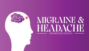 Migraine AND Headache awareness month observed every year in June. Template for background, banner, card, poster with text inscription. vector