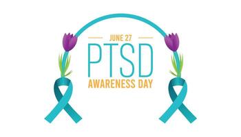 National PTSD Awareness day observed every year in June. Template for background, banner, card, poster with text inscription. vector