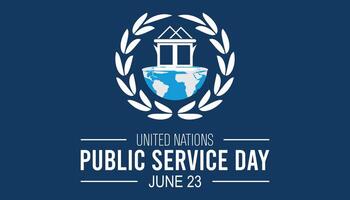 unido naciones público Servicio día observado cada año en junio. modelo para fondo, bandera, tarjeta, póster con texto inscripción. vector