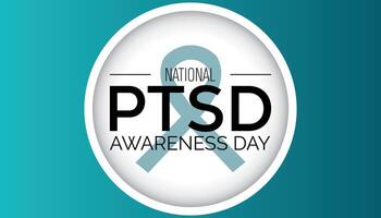 nacional ptsd conciencia día observado cada año en junio. modelo para fondo, bandera, tarjeta, póster con texto inscripción. vector