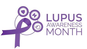 lupus conciencia mes observado cada año en mayo. modelo para fondo, bandera, tarjeta, póster con texto inscripción. vector