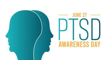 nacional ptsd conciencia día observado cada año en junio. modelo para fondo, bandera, tarjeta, póster con texto inscripción. vector