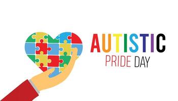 Autistic Pride Day observed every year in June. Template for background, banner, card, poster with text inscription. vector