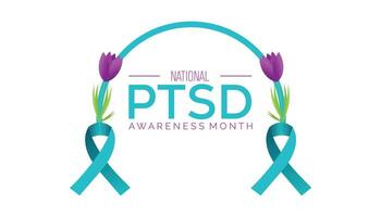 National PTSD Awareness Month observed every year in June. Template for background, banner, card, poster with text inscription. vector