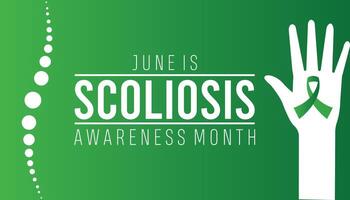 Scoliosis Awareness Month every year in June. Template for background, banner, card, poster with text inscription. vector