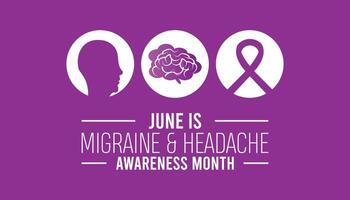 Migraine AND Headache awareness month observed every year in June. Template for background, banner, card, poster with text inscription. vector