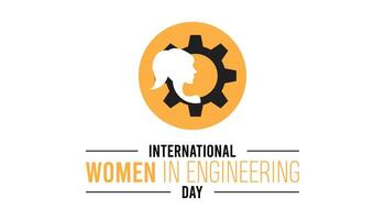 internacional mujer en Ingenieria día observado cada año en junio. modelo para fondo, bandera, tarjeta, póster con texto inscripción. vector