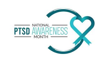 National PTSD Awareness Month observed every year in June. Template for background, banner, card, poster with text inscription. vector