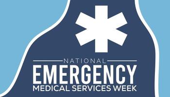 National Emergency medical services week observed every year in May. Template for background, banner, card, poster with text inscription. vector