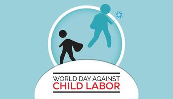 World Day Against Child Labor observed every year in June. Template for background, banner, card, poster with text inscription. vector