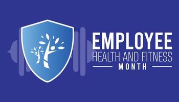 Employee Health and Fitness Month observed every year in May. Template for background, banner, card, poster with text inscription. vector