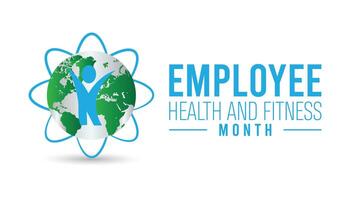 Employee Health and Fitness Month observed every year in May. Template for background, banner, card, poster with text inscription. vector