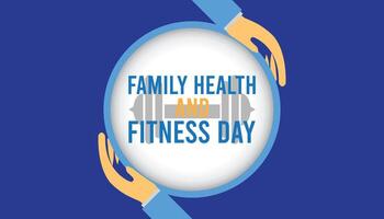 Family Health and Fitness day observed every year in June. Template for background, banner, card, poster with text inscription. vector