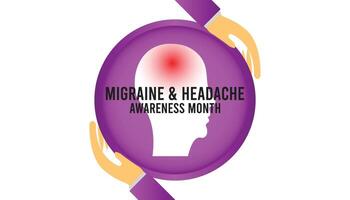 Migraine AND Headache awareness month observed every year in June. Template for background, banner, card, poster with text inscription. vector