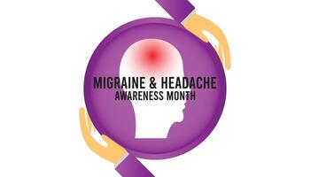 Migraine AND Headache awareness month observed every year in June. Template for background, banner, card, poster with text inscription. vector