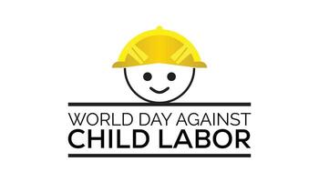 mundo día en contra niño labor observado cada año en junio. modelo para fondo, bandera, tarjeta, póster con texto inscripción. vector