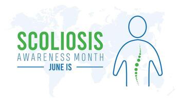 Scoliosis Awareness Month every year in June. Template for background, banner, card, poster with text inscription. vector