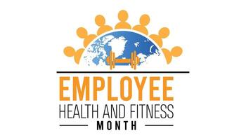 Employee Health and Fitness Month observed every year in May. Template for background, banner, card, poster with text inscription. vector