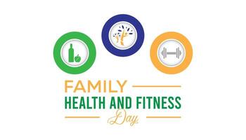 Family Health and Fitness day observed every year in June. Template for background, banner, card, poster with text inscription. vector