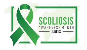 Scoliosis Awareness Month every year in June. Template for background, banner, card, poster with text inscription. vector