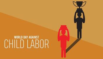 World Day Against Child Labor observed every year in June. Template for background, banner, card, poster with text inscription. vector