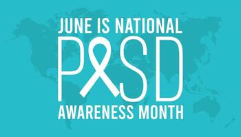 nacional ptsd conciencia mes observado cada año en junio. modelo para fondo, bandera, tarjeta, póster con texto inscripción. vector