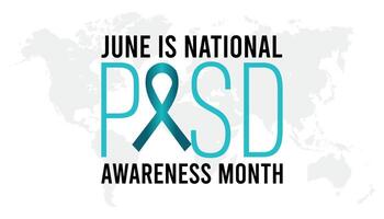 nacional ptsd conciencia mes observado cada año en junio. modelo para fondo, bandera, tarjeta, póster con texto inscripción. vector