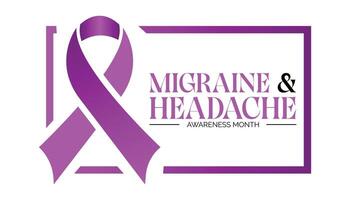 Migraine AND Headache awareness month observed every year in June. Template for background, banner, card, poster with text inscription. vector