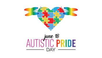 Autistic Pride Day observed every year in June. Template for background, banner, card, poster with text inscription. vector