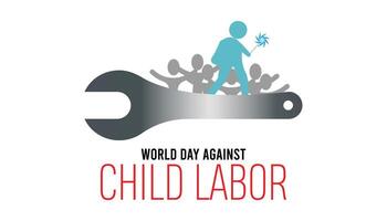 World Day Against Child Labor observed every year in June. Template for background, banner, card, poster with text inscription. vector